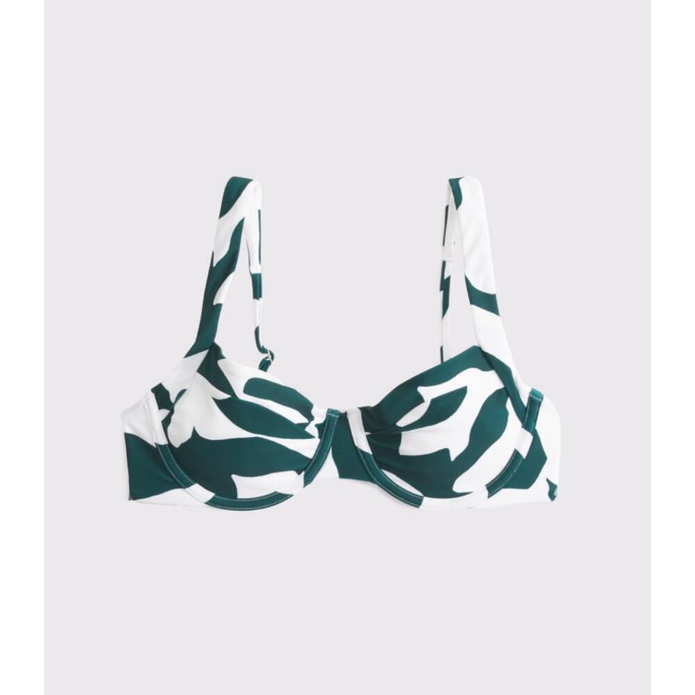 Abercrombie & Fitch Curve Love High Apex Underwire Support Bikini Top M Blue